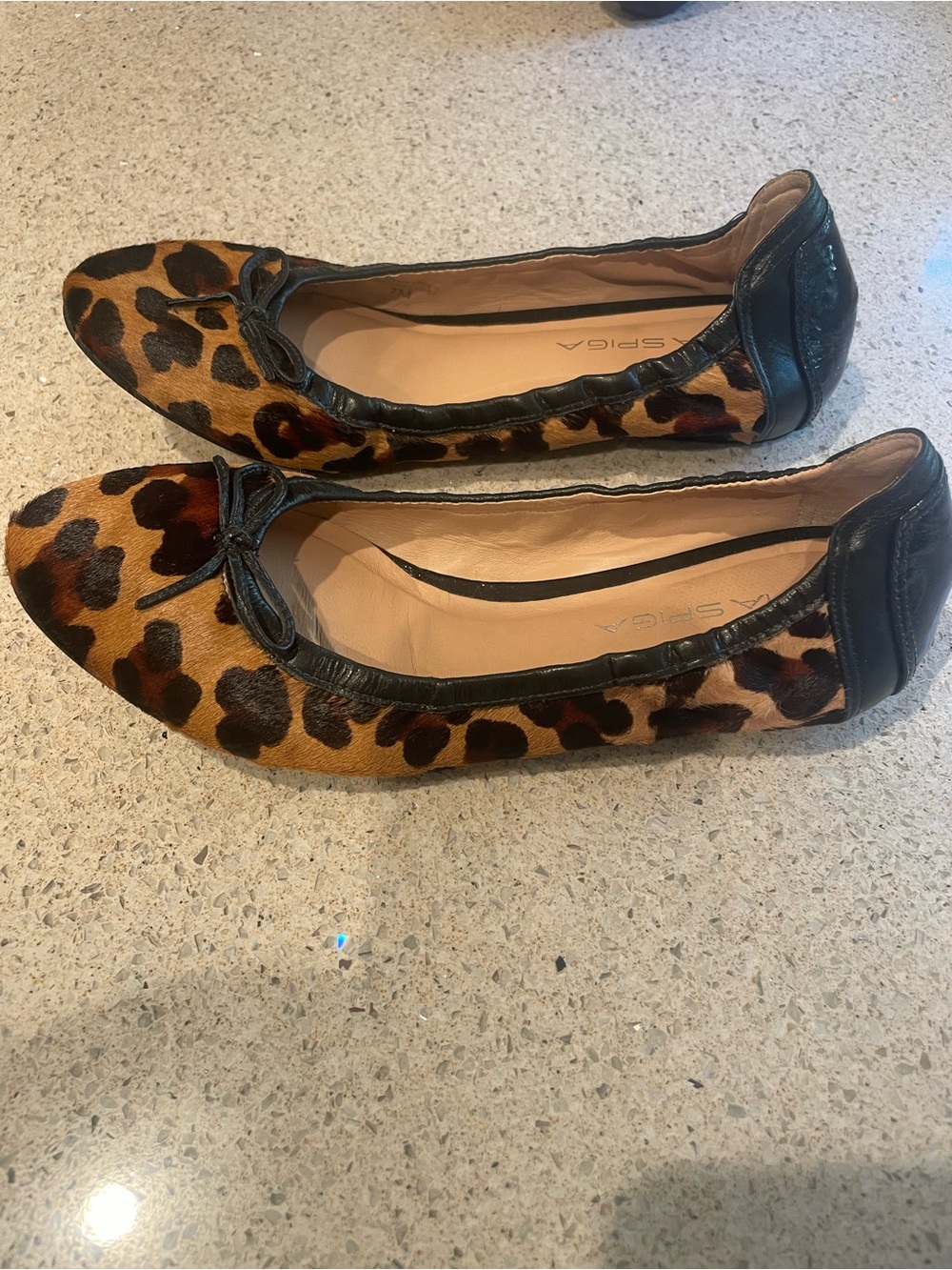 Leopard Print Ballet Flats with Black Trim